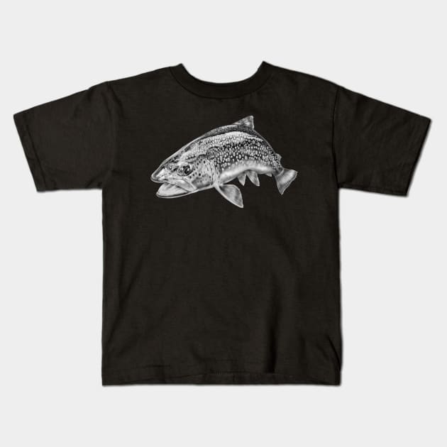 Brown Trout Kids T-Shirt by Tim Jeffs Art